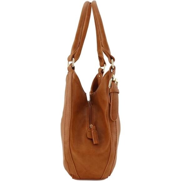 Lightweight 3 Compartment Faux Leather Medium Hobo Bag - Picture 3 of 7